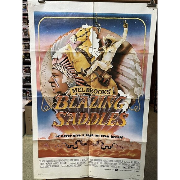 Real 1974 Blazing Saddles Original Movie Theater Poster Full-Size 41” x 27” 1S - Picture 1 of 4